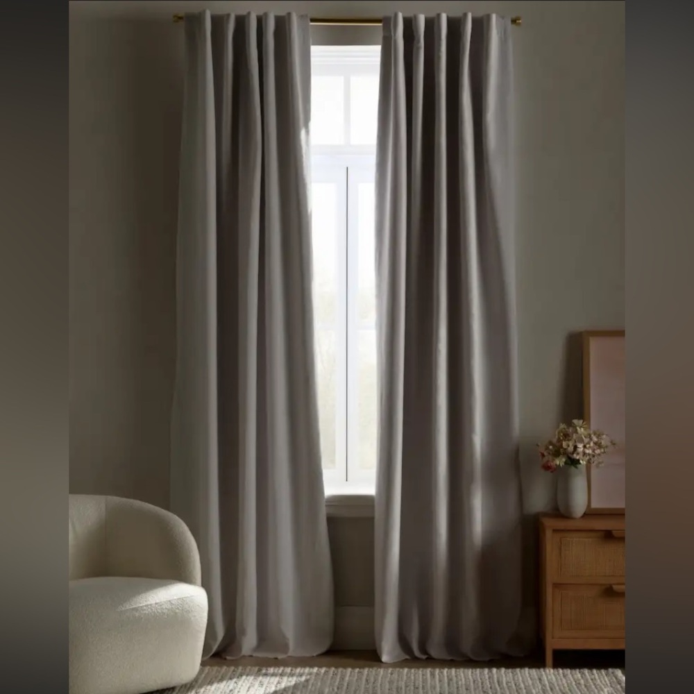 Quince 96x84 European Linen Light Gray True Blackout Curtain Panel